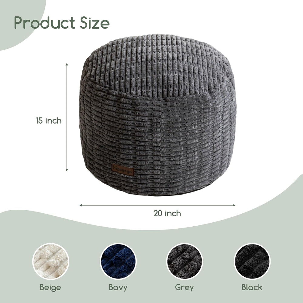 HIGOGOGO Pouf Ottoman Stuffed Round Modern Foam Filled Foot Rest Poufs for Li...