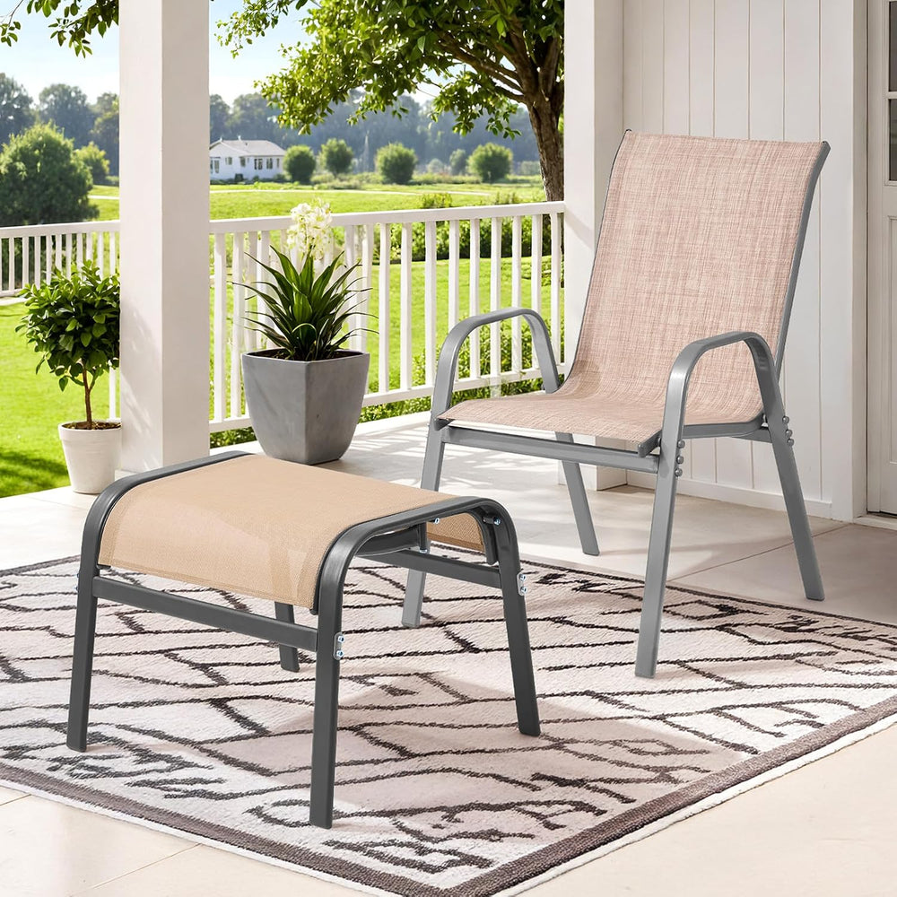 ONBRILL Outdoor Ottoman Set of 2, Oversized Outdoor Foot Rest, Beige | Stacka...