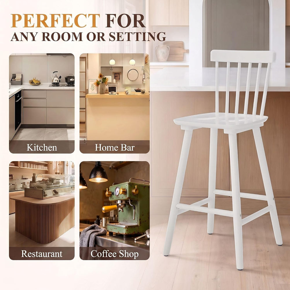 Windsor Bar Stools Set of 2, 26 Inch Counter Height Barstools Wooden Barstool...