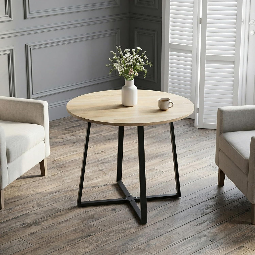 IDS Home 35.4” Round Dining Table for 2, Modern Nordic Kitchen Table, Light W...