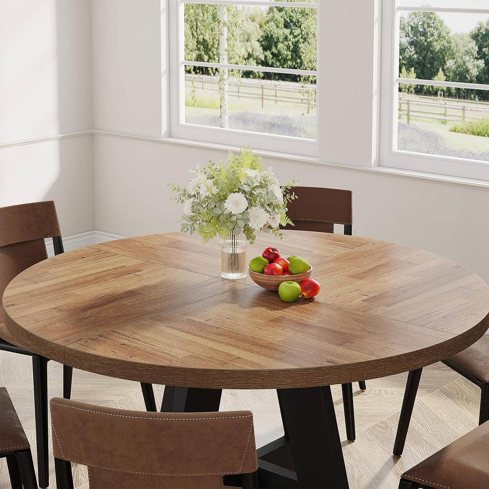 Tribesigns 47 inch Round Dining Table Wood Kitchen Table for Dining Room, 47&...