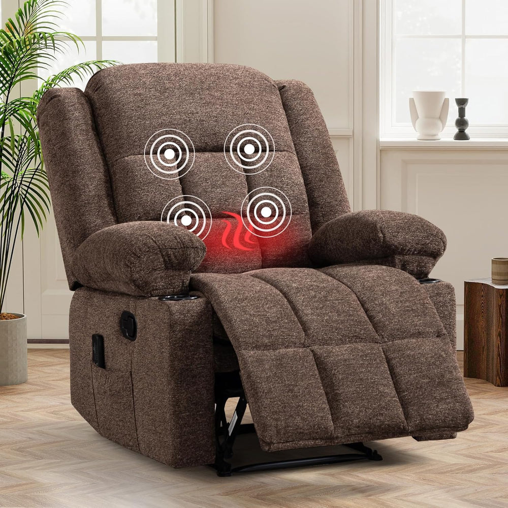 HAOMARKETS Manual Recliners with Massage and Heat for Adults, Classic Breatha...