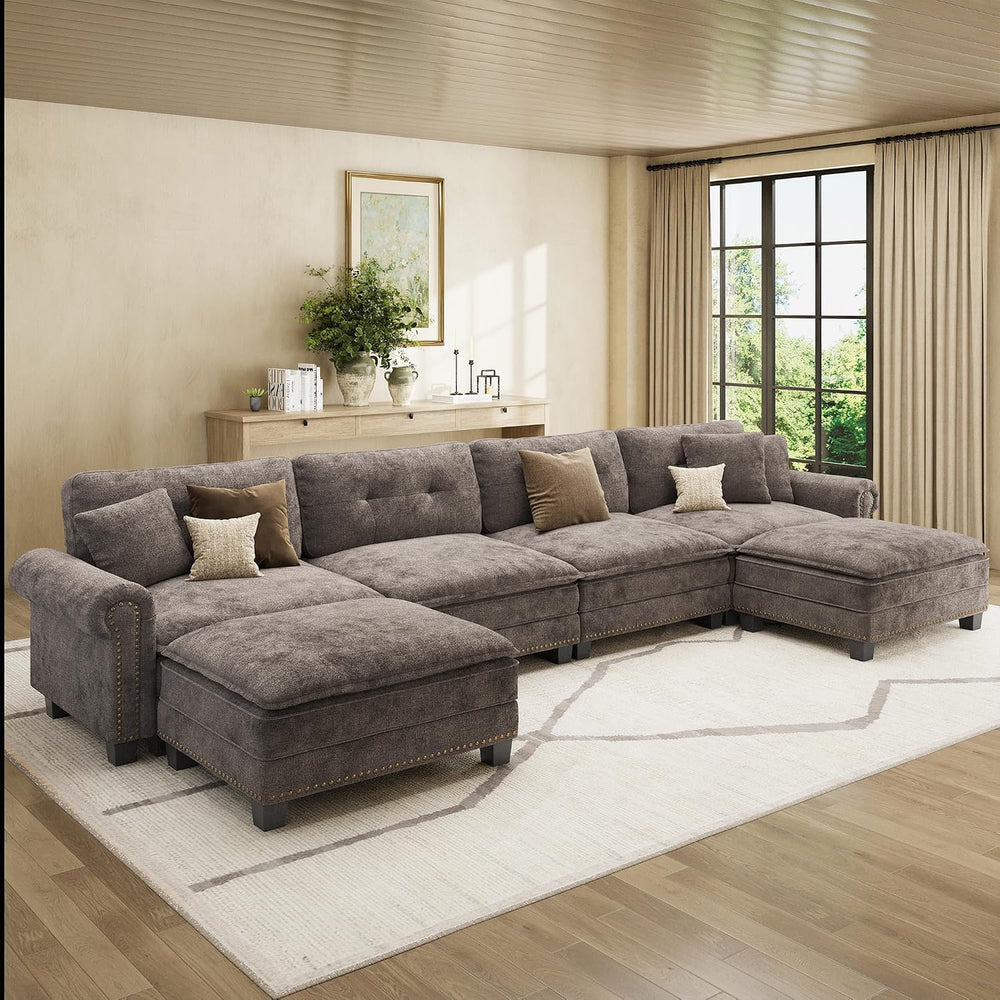 HERA'S HOUSE 150" Oversized U Shaped Modular Sectional Couch Living ...