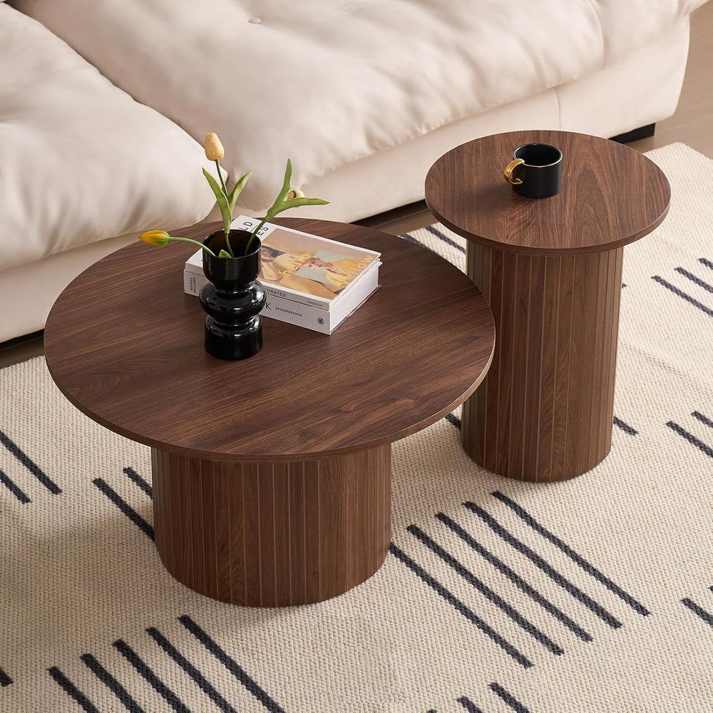 Round Nesting Coffee Table Set of 2 for Small Spaces | Modern style, suitable...