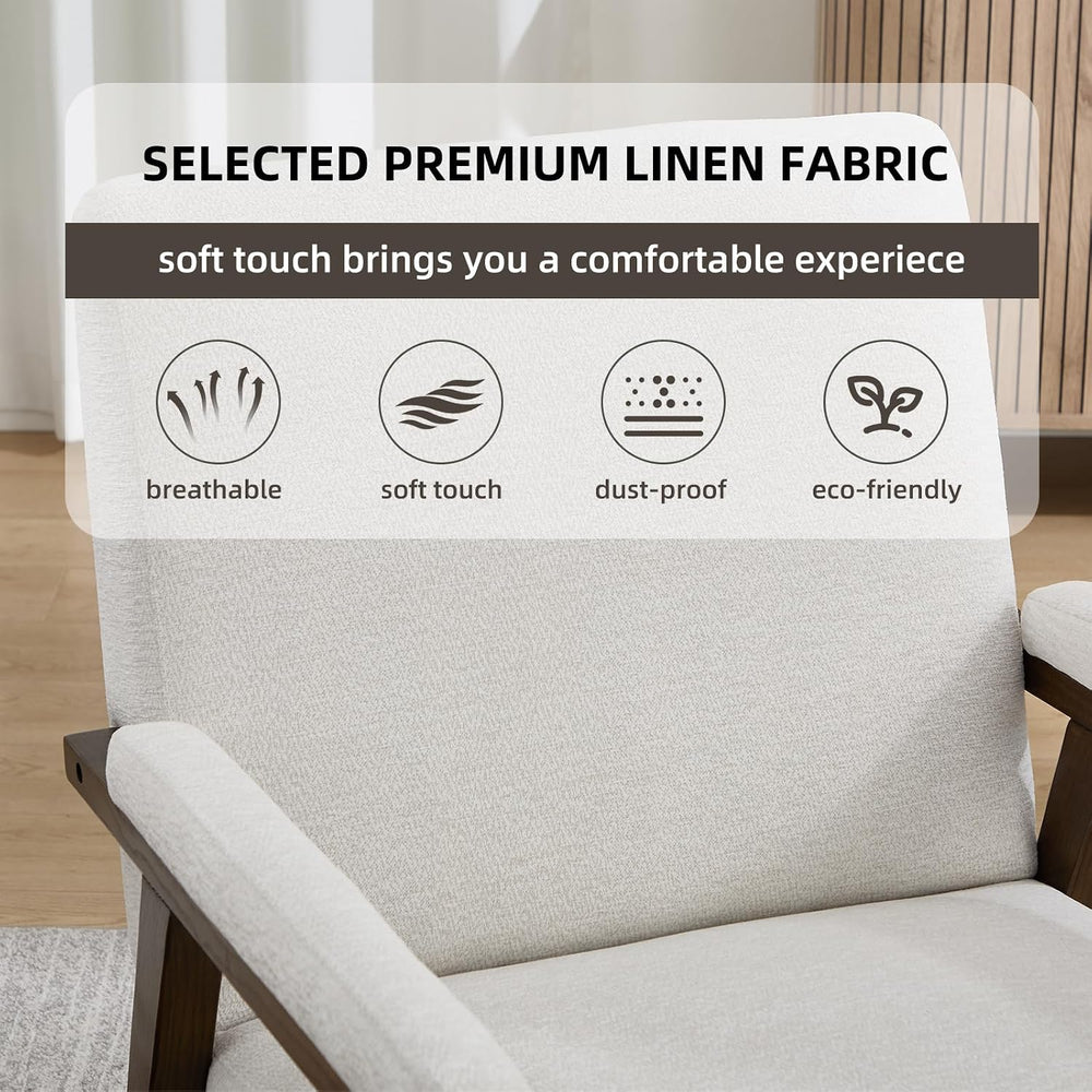 CANMOV Mid Century Modern Accent Chair, Upholstered Reading Armchair with Sol...