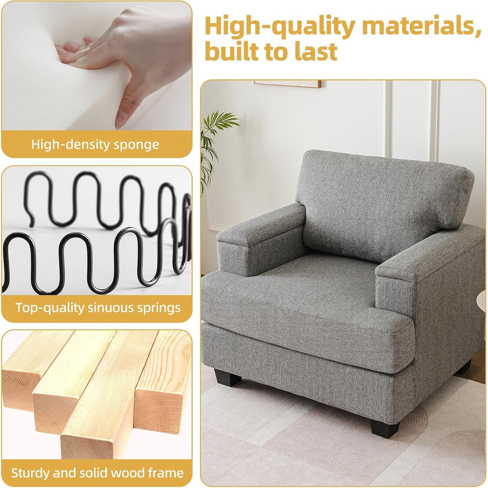 Oversized Accent Chair with Armrest Organizer,Comfy Living Room Chairs with T...