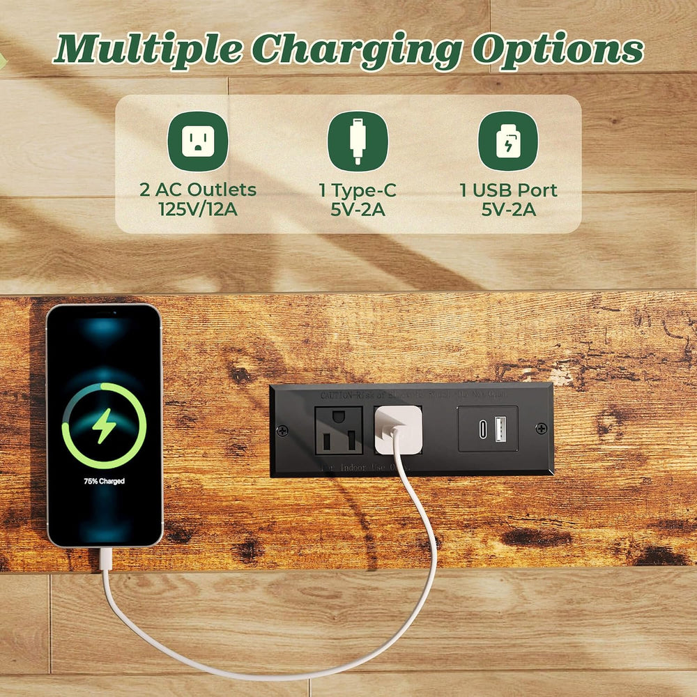 SUPERJARE 78.8 inch Narrow Behind Couch Table with 2 Charging Stations | 2 AC...