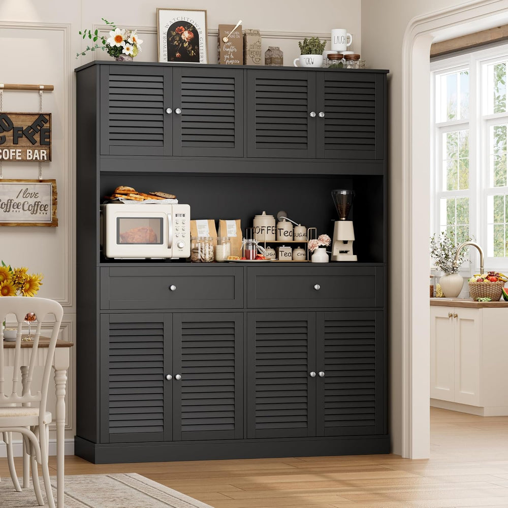 HIFIT 71“HX55“W Kitchen Hutch, Farmhouse Pantry Cabinet for Food Storage | La...