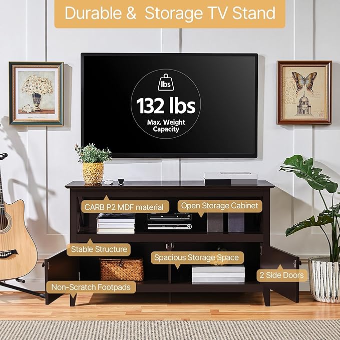 Yaheetech Wooden TV Stand for TVs Up to 48 inch, Media Entertainment Center T...