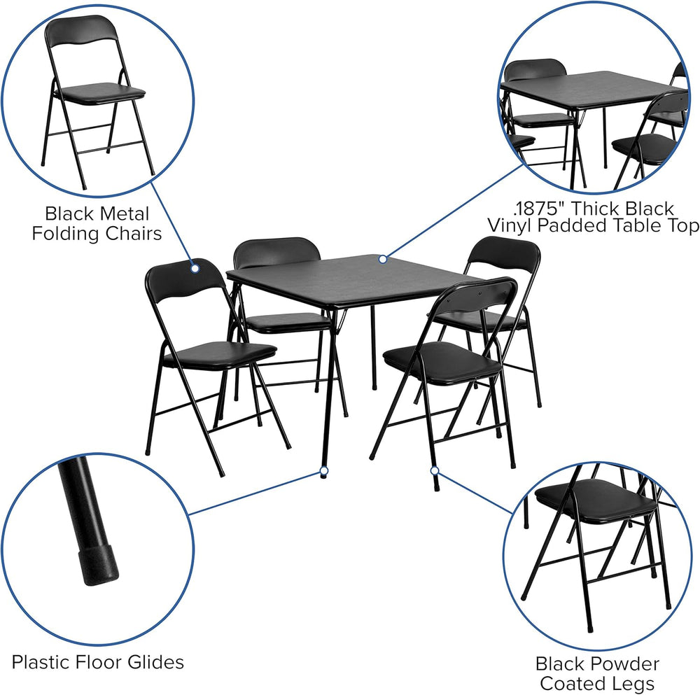 Flash Furniture Madison 5-Piece Folding Card Table and Chairs Set, Portable E...