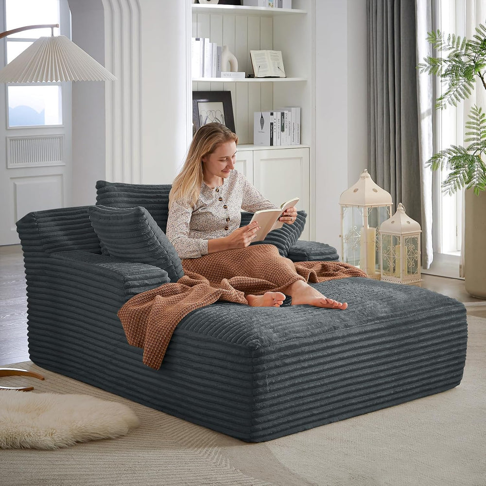 Antetek Oversized Chaise Lounge Chair Indoor, Modern 50-inch Upholstered Cord...