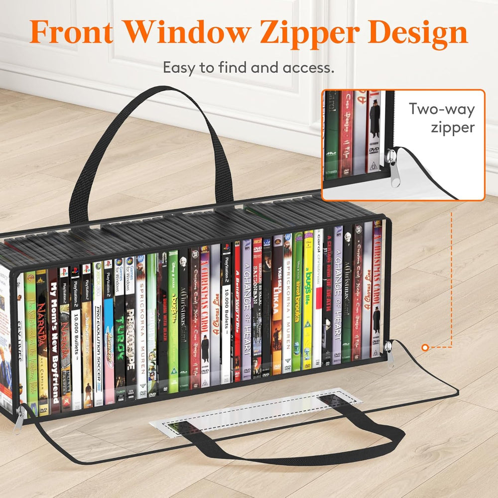 Lifewit DVD Storage Bags, Clear PVC DVD Case Holder with Handles, Front Windo...