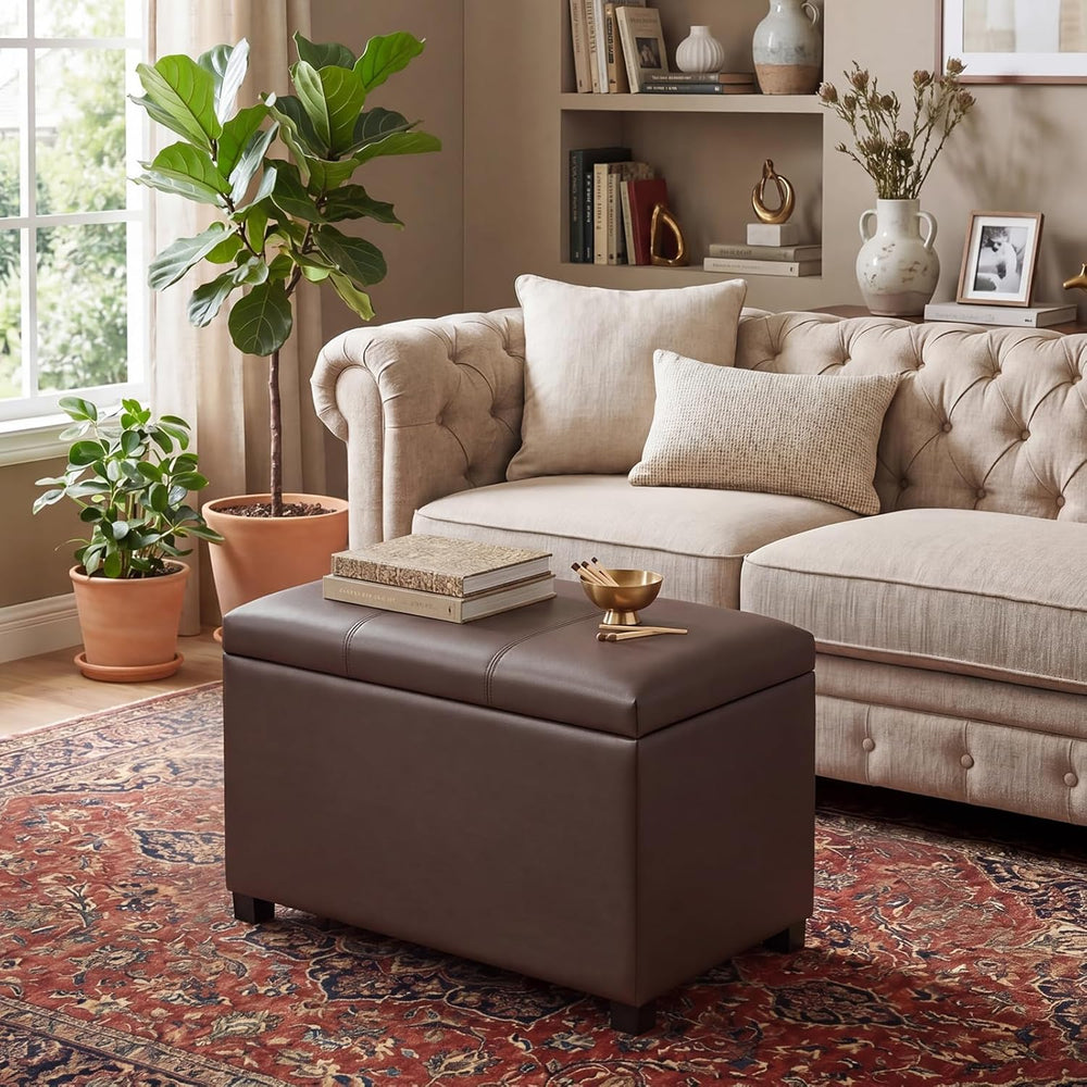 Joveco 24" Leather Storage Ottoman Bench, Rectangle Foot Rest Stool for ...