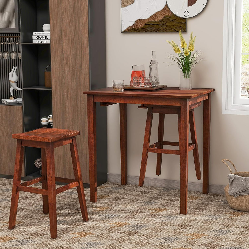 Giantex Bar Table and Chairs Set - 3-Piece Counter Height Dining Table Set wi...