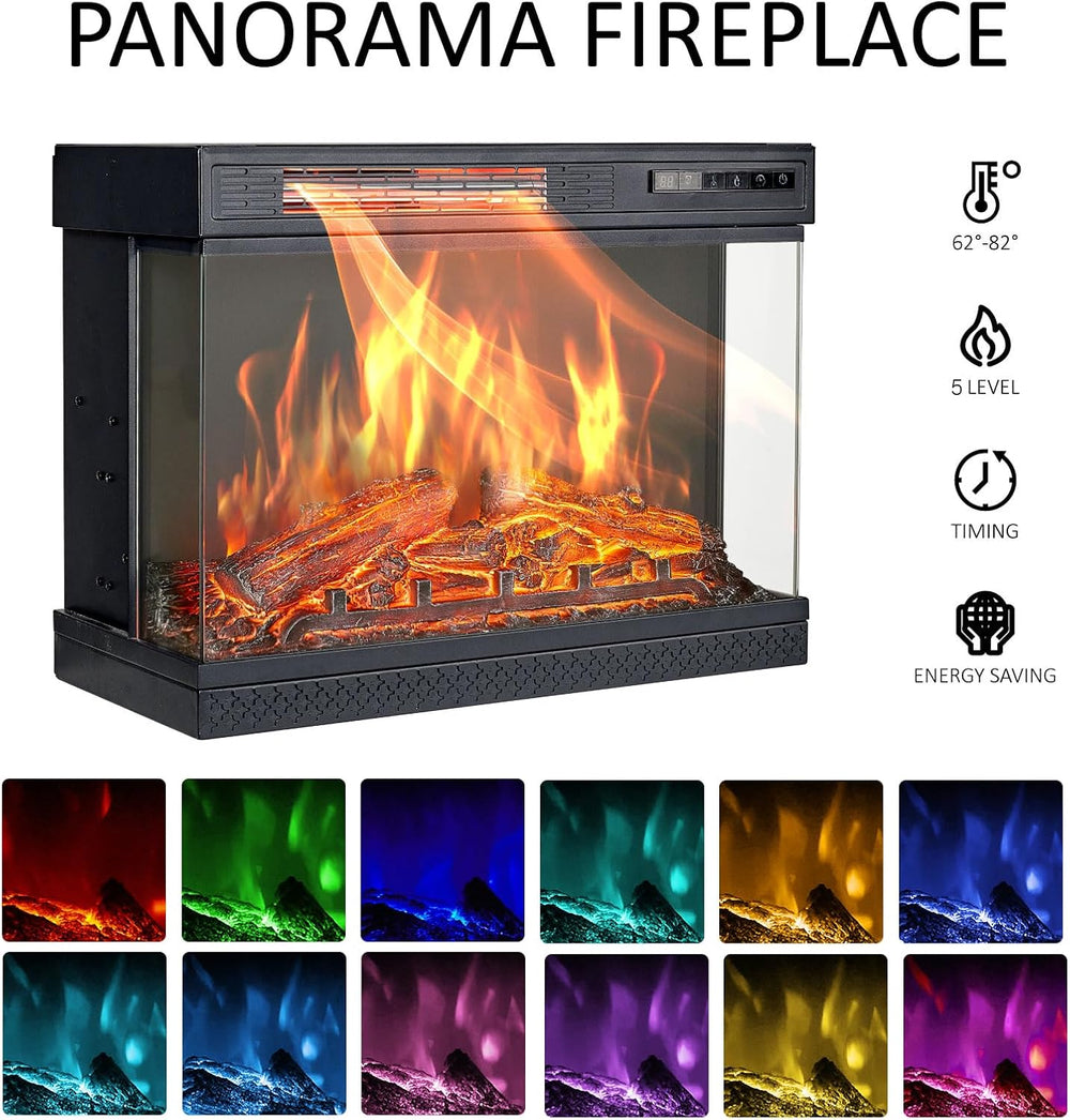 AMERLIFE 3-Sided Glass Fireplace TV Stand for TVs up to 65'' with 12 ...