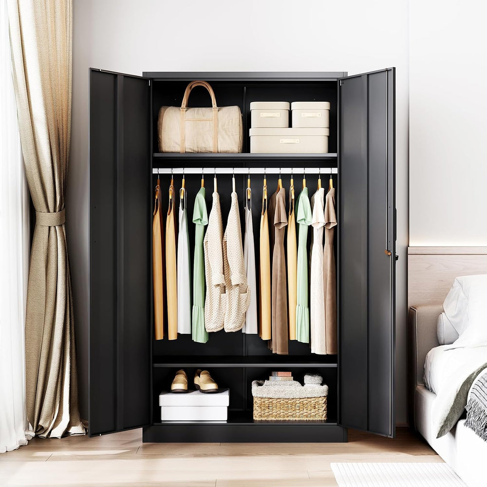 Letaya Metal Wardrobe Cabinets with Lock,Clothing Locker 72" X 36" ...