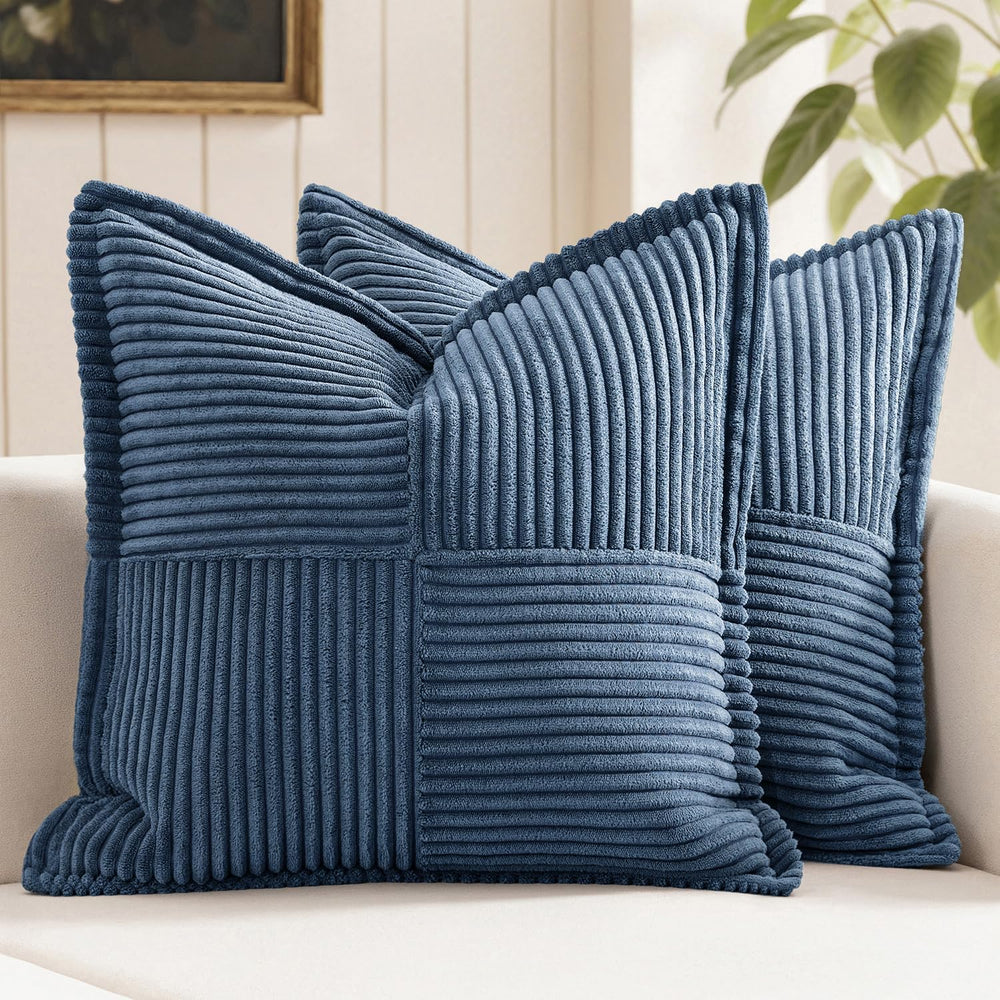 MIULEE Decorative Euro Sham Throw Pillow Covers 24x24 Inch Blue 2 Pack