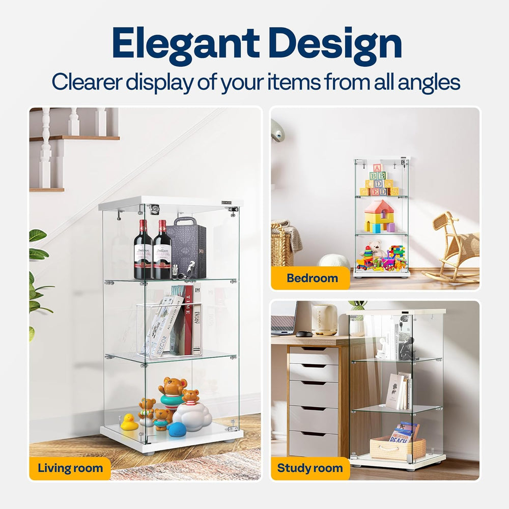 VIVOHOME 3 Layers 16''W x 16''D x 33''H Glass Display...
