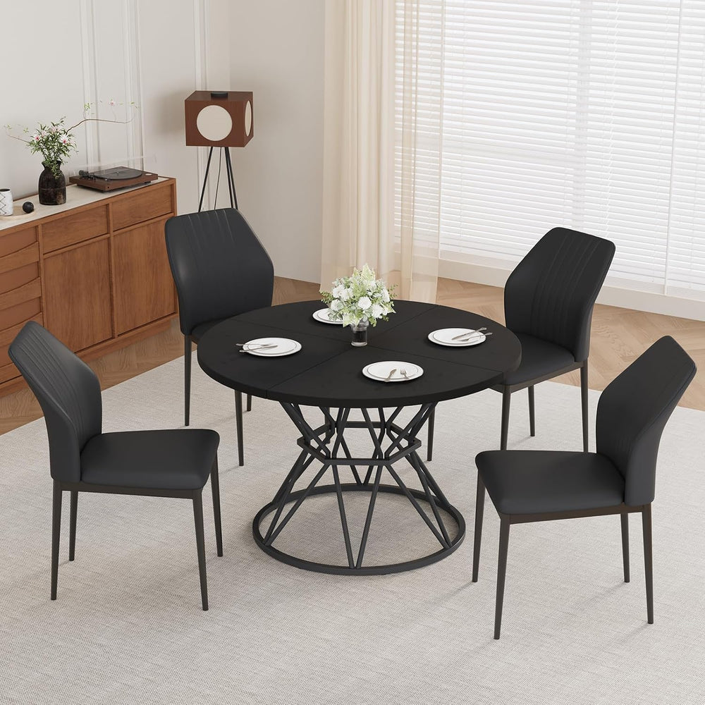 HIPIHOM 47.24" Round Dining Table Set for 4, 5 Piece Dining Room Table S...