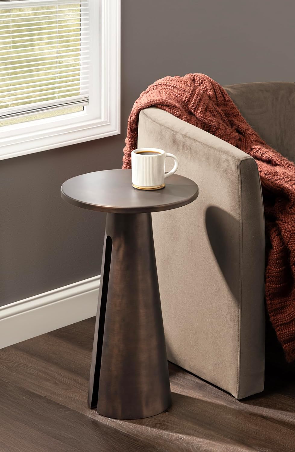 Kate and Laurel Picard Modern Metal Round Side Table, 14 x 14 x 24, Bronze, S...