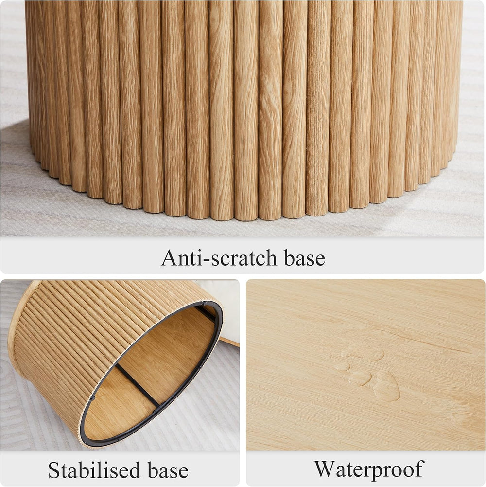 Fluted Round Nesting Coffee Table Set of 2 Circle Center Tables Living Room |...