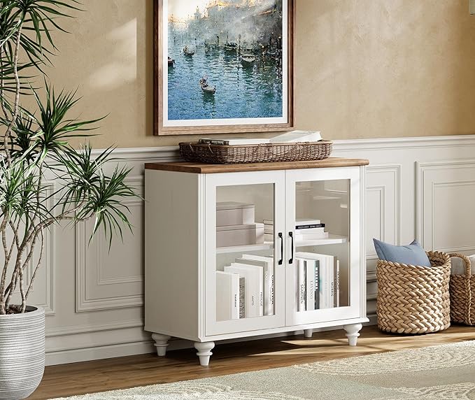 WAMPAT TV Stand for 75 Inch TV, Wood TV Cabinet Entertainment Center Televisi...