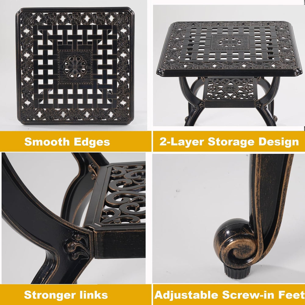 Cast Aluminum Outdoor Side Table,Small Patio Table,Outdoor Coffee Tables for ...