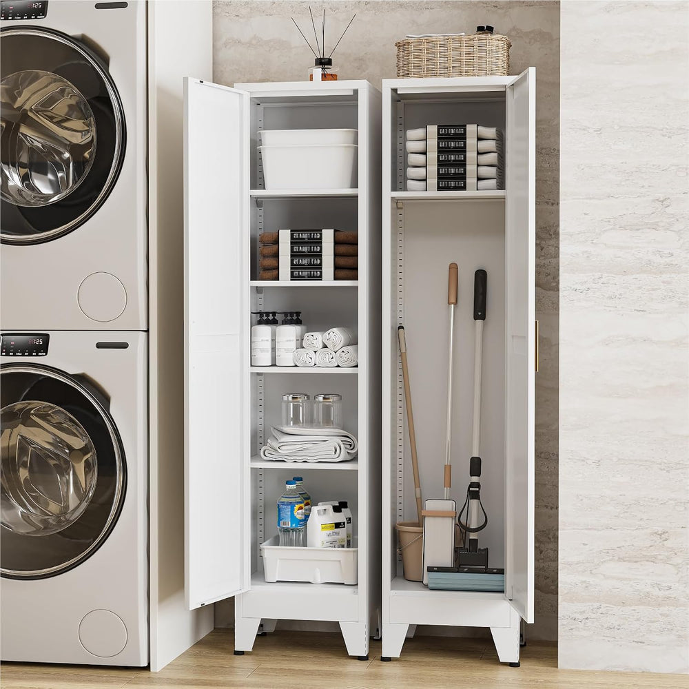 67" Tall Storage Cabinet with Reversible Doors and Adjustable Shelves,Me...
