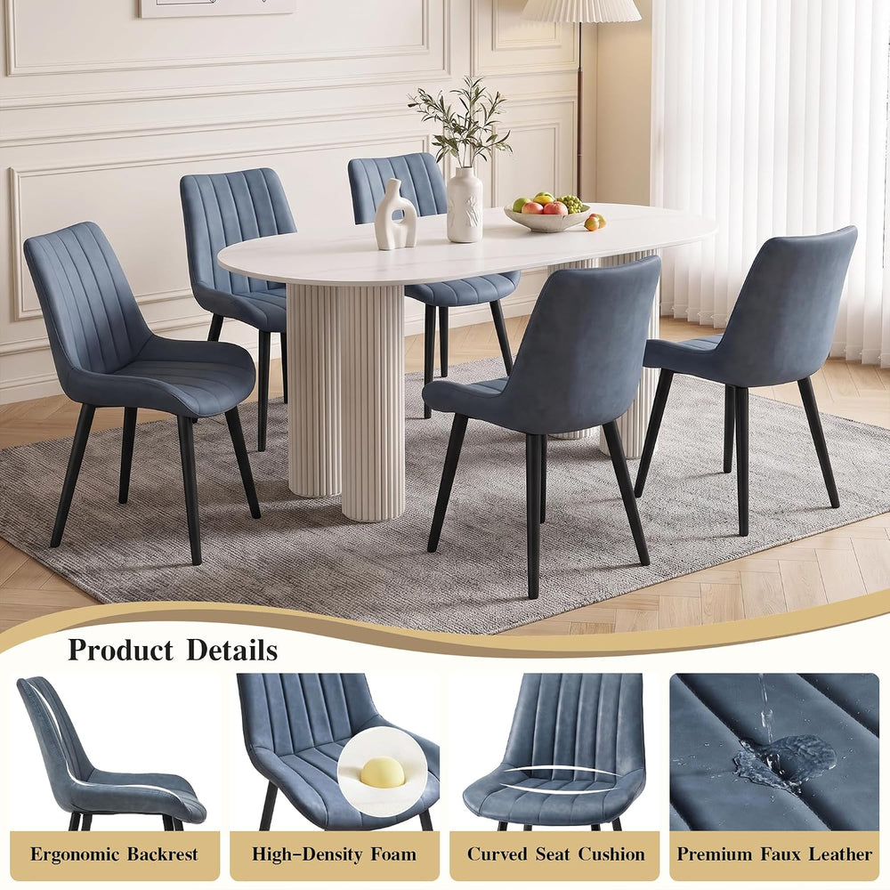 CLIPOP Dining Chairs Set of 6, Faux Leather Dining Chairs with Upholstered Se...