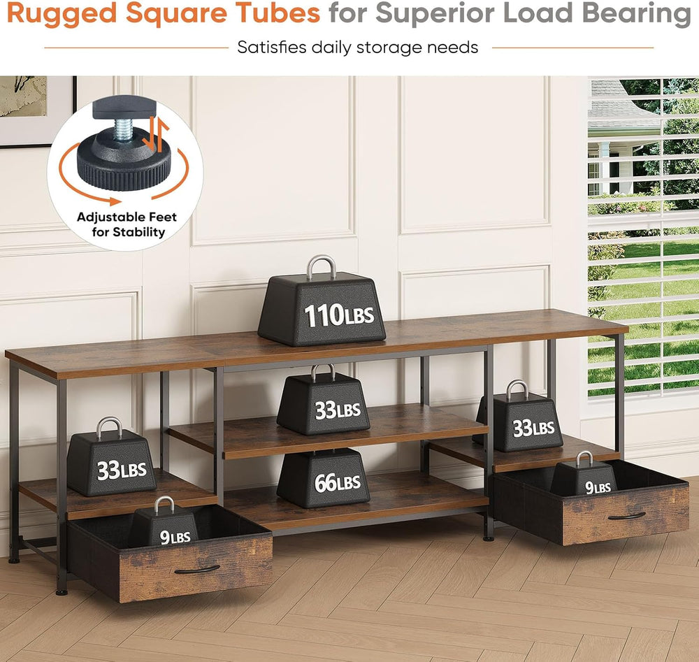 Sweetcrispy 63" TV Stand with Fabric Drawers for 65 70 75 Inch TVs | Ent...