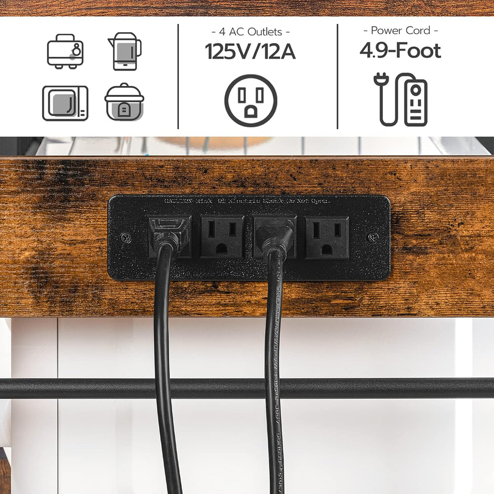 HOOBRO Bakers Rack with Power Outlet, 35.4 Inches Coffee Bar with Mesh Basket...
