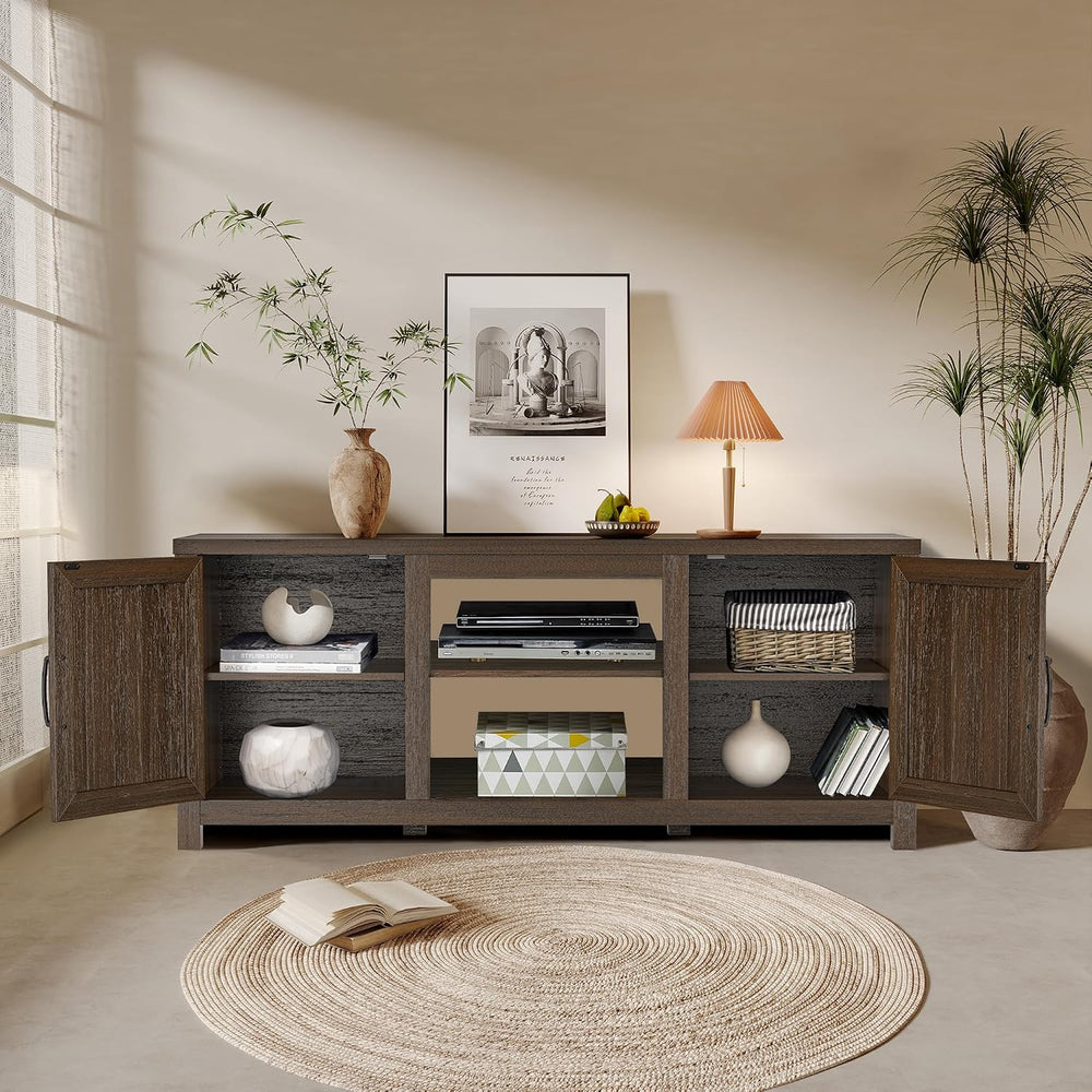 58 Inch Fireplace TV Stand for TV up to 65" | Farmhouse TV Stand with 18...