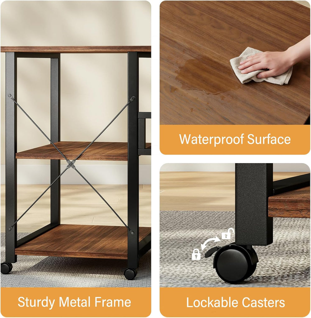 Funecy Folding Desk with Storage Shelf, Writing Office Computer Desk, 42.5 In...