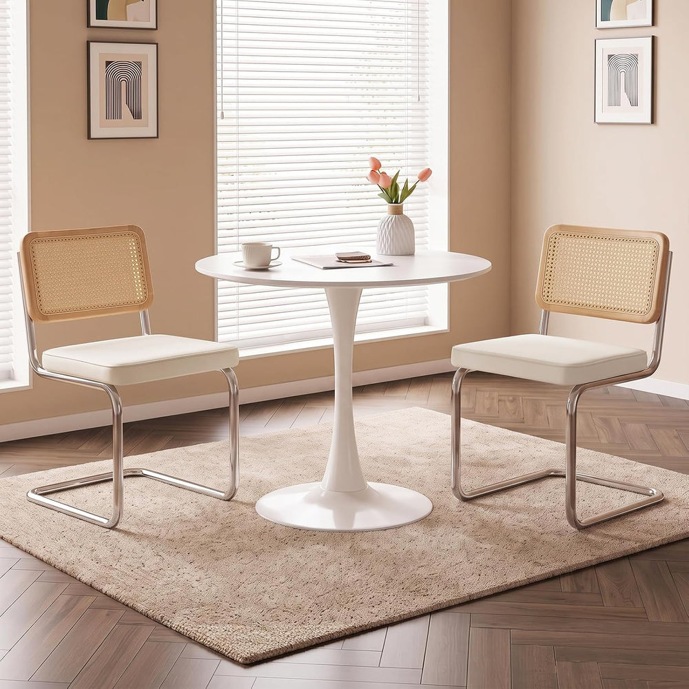 31.5" Small Round Kitchen Table Set for 2 with Velvet Upholstered Chairs