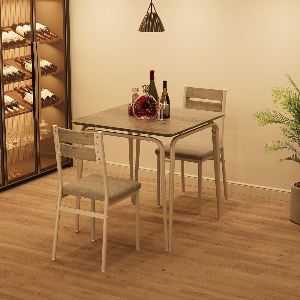 GAOMON 3-Piece Dining Table Set, Sturdy Wooden Square Table and Chair Breakfa...