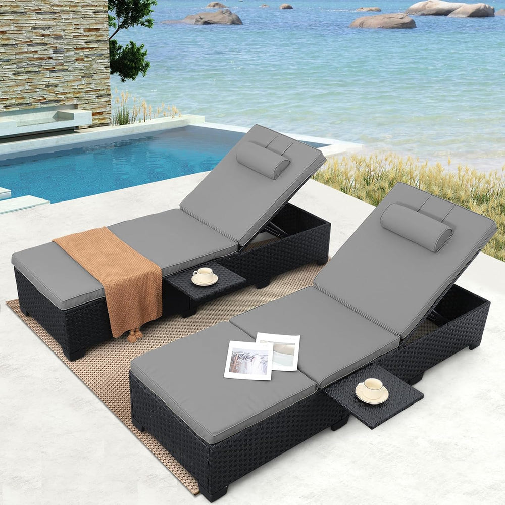 WAROOM Outdoor Chaise Lounge Chairs for Outside Patio Furniture Set of 2 Wick...