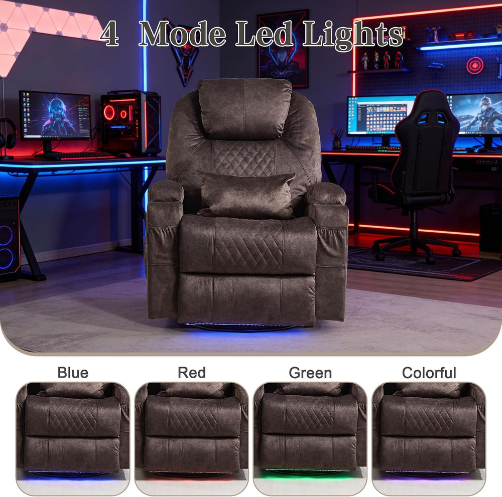 AHMED Dual Motor Power Swivel Rocker Recliner Chair, Velvet Brown | Electric ...
