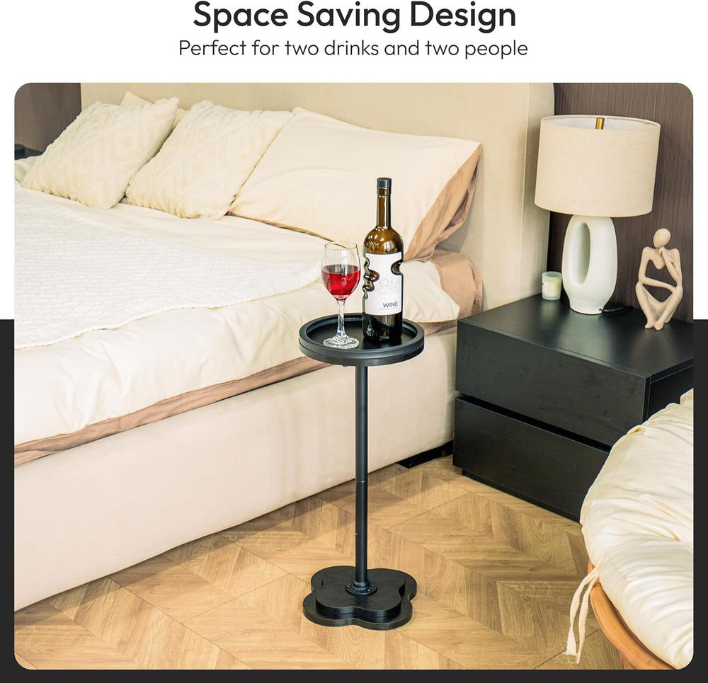 Modern Accent Pedestal Side End Table for Small Spaces – Pedestal End Table w...