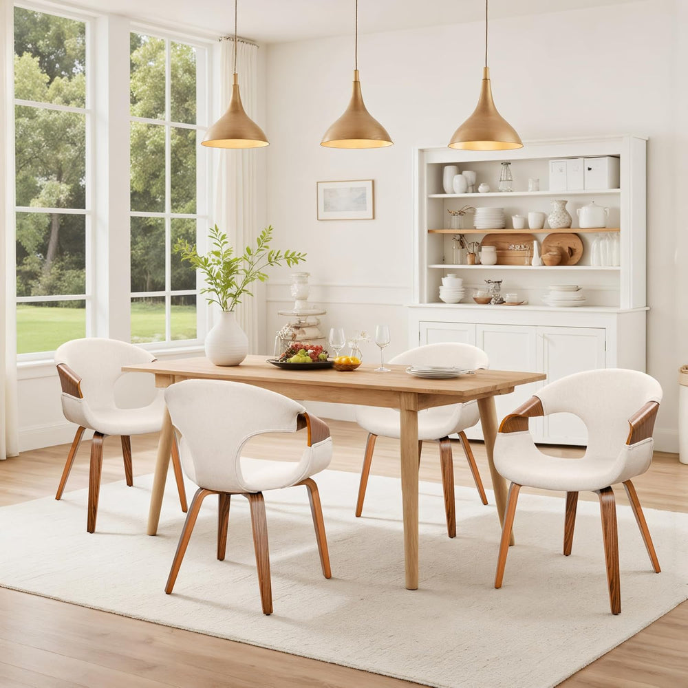 Zouron Dining Chairs Set of 2, Modern Fabric Desk Chairs with Wooden Legs, Ac...