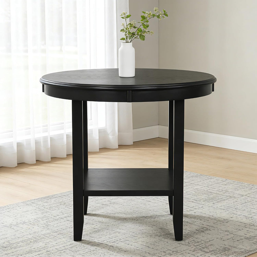 SogesHome Solid Wood Round End Table with Storage Shelf, Heavy Duty Small Kit...