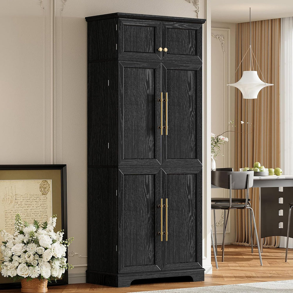 Virubi 78" Farmhouse Tall Kitchen Pantry Cabinet, Wood Storage Cabinets ...