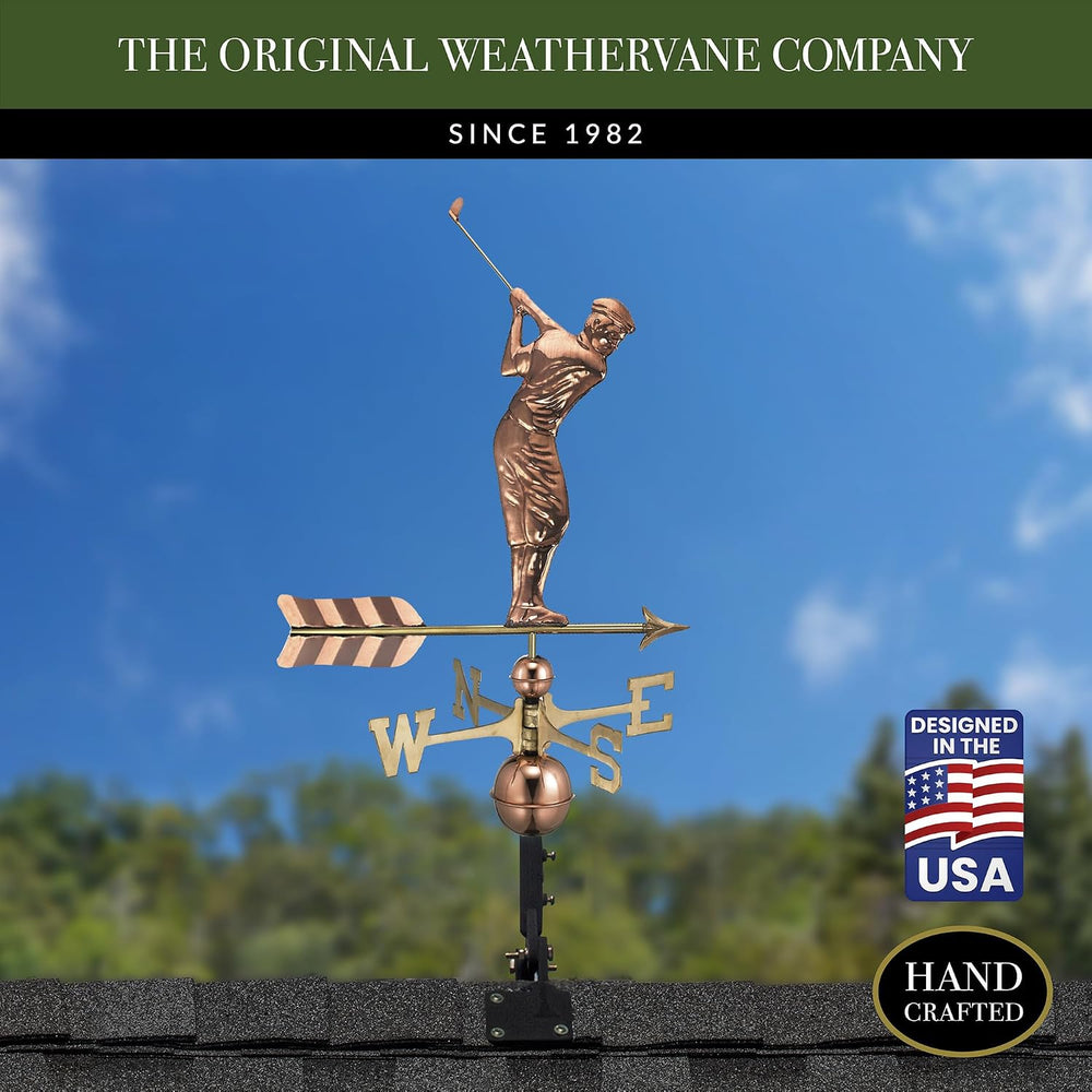 Good Directions Golfer Weathervane, Pure Copper