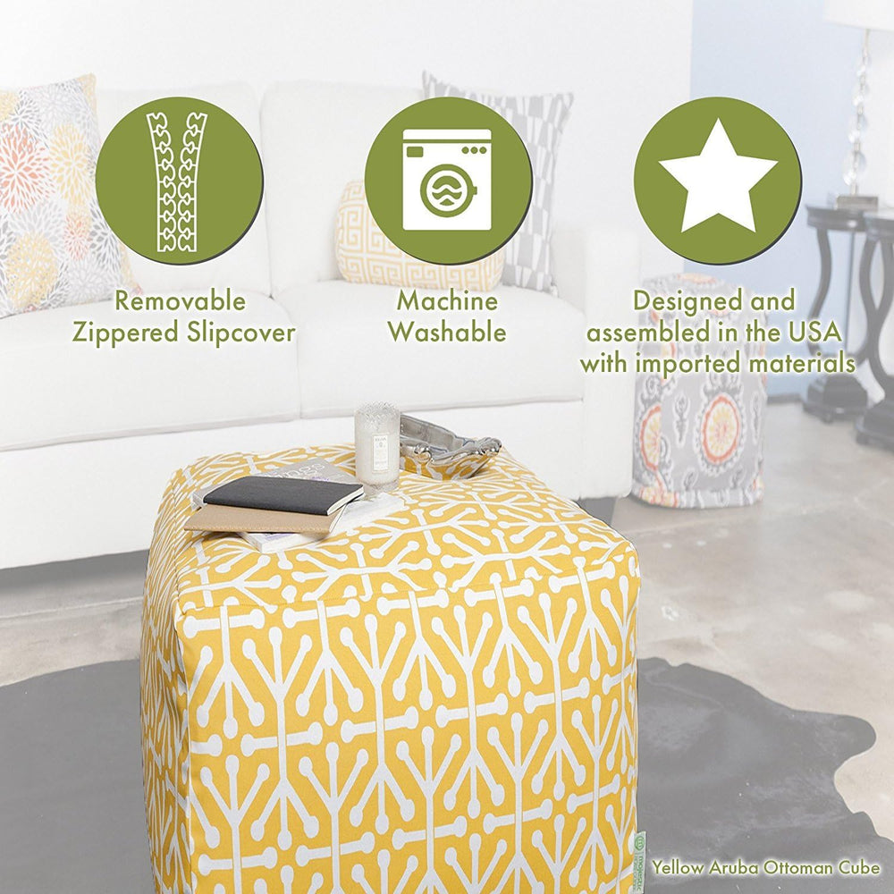 Majestic Home Goods Aruba Indoor/Outdoor Bean Bag Ottoman Pouf Cube, 17"...