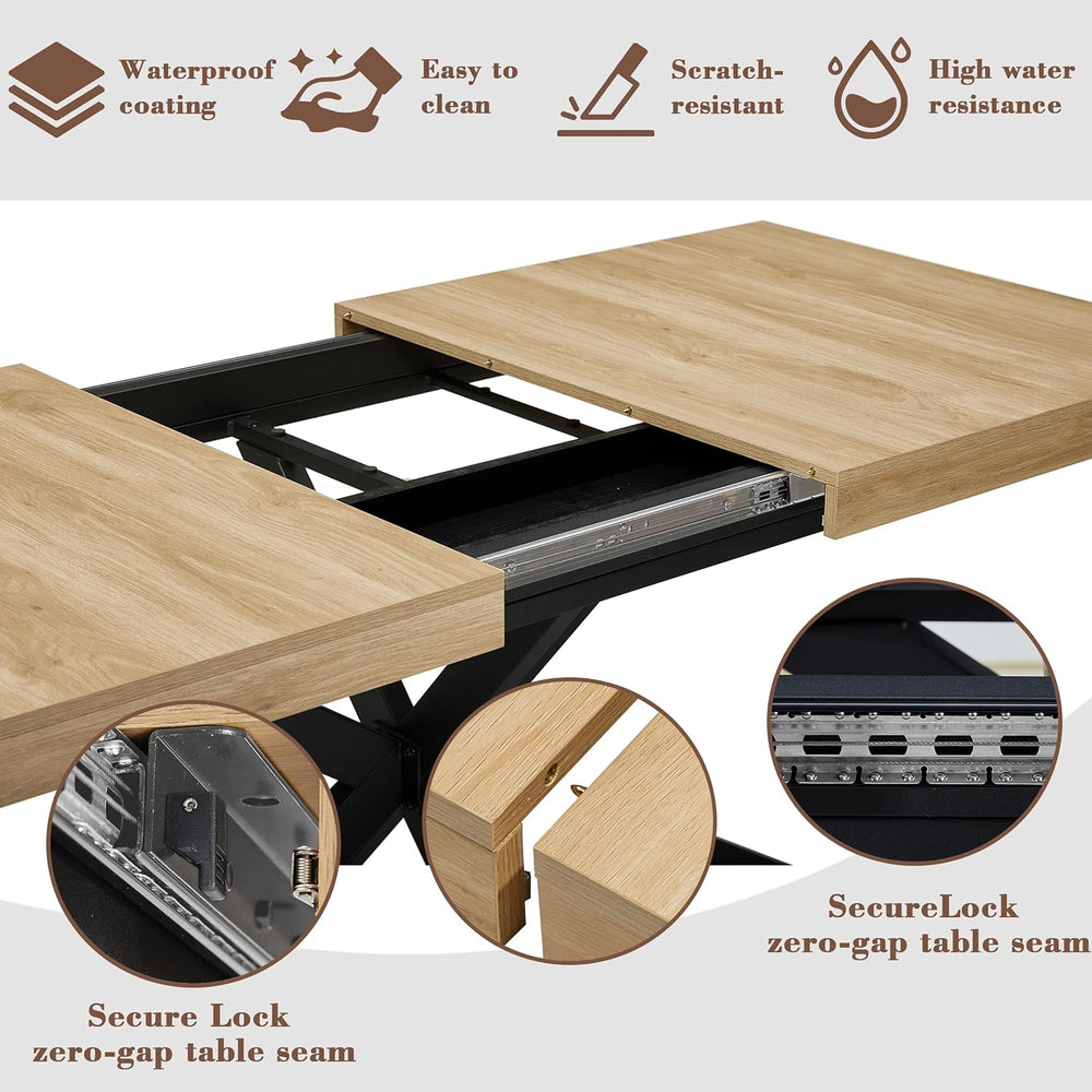 Extendable Dining Room Table for 4 6 8, 55"-71" Long Rectangle Kitc...