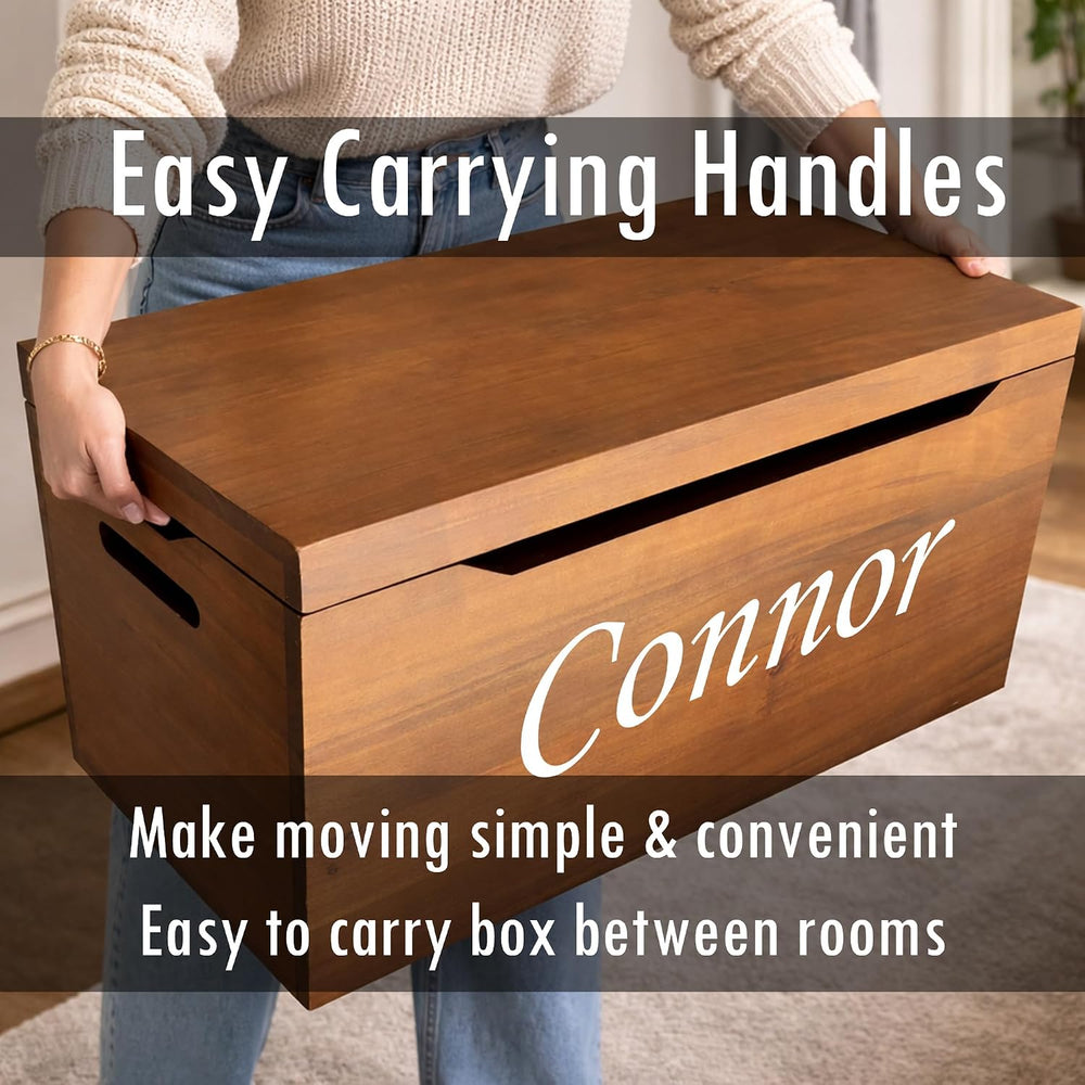 Personalized Engraved Walnut Wooden Storage Chest - Fully Assembled