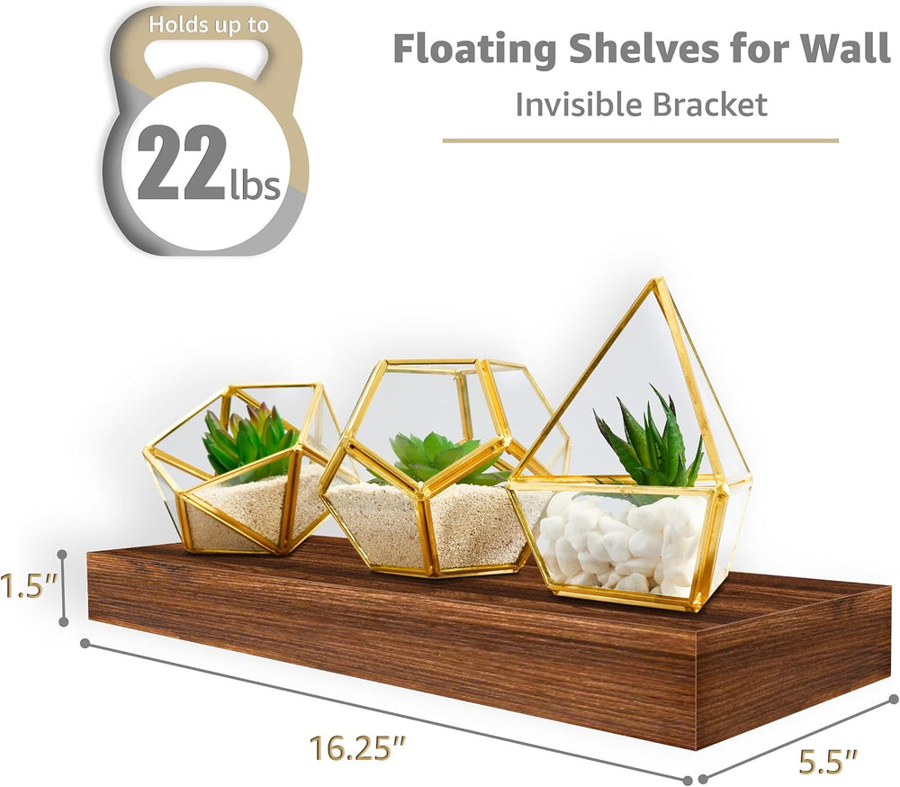 Sorbus 16 Inch Floating Shelves for Wall (4 Pack, Walnut)