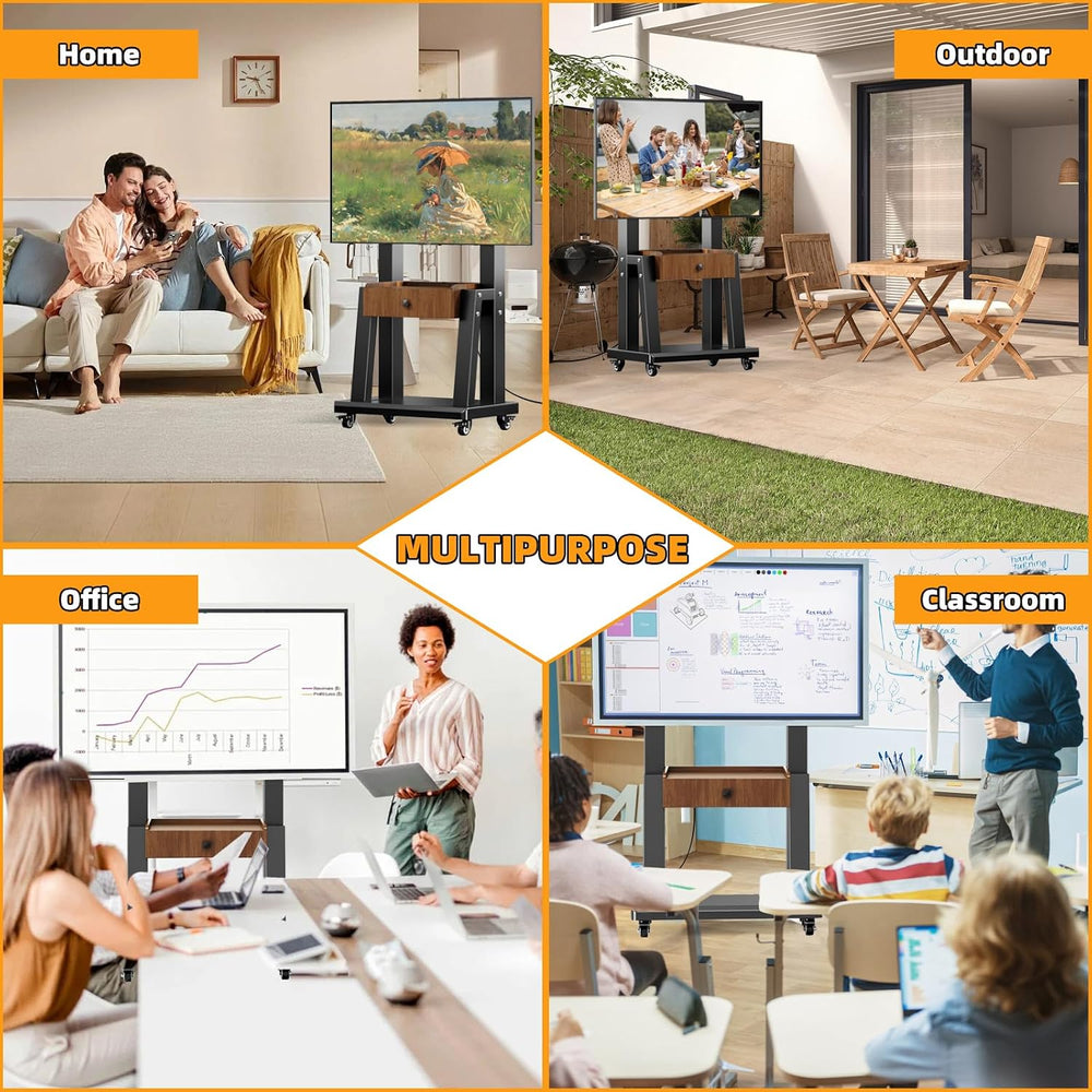 Mobile TV Stand on Wheels for 32-75 Inch TVs