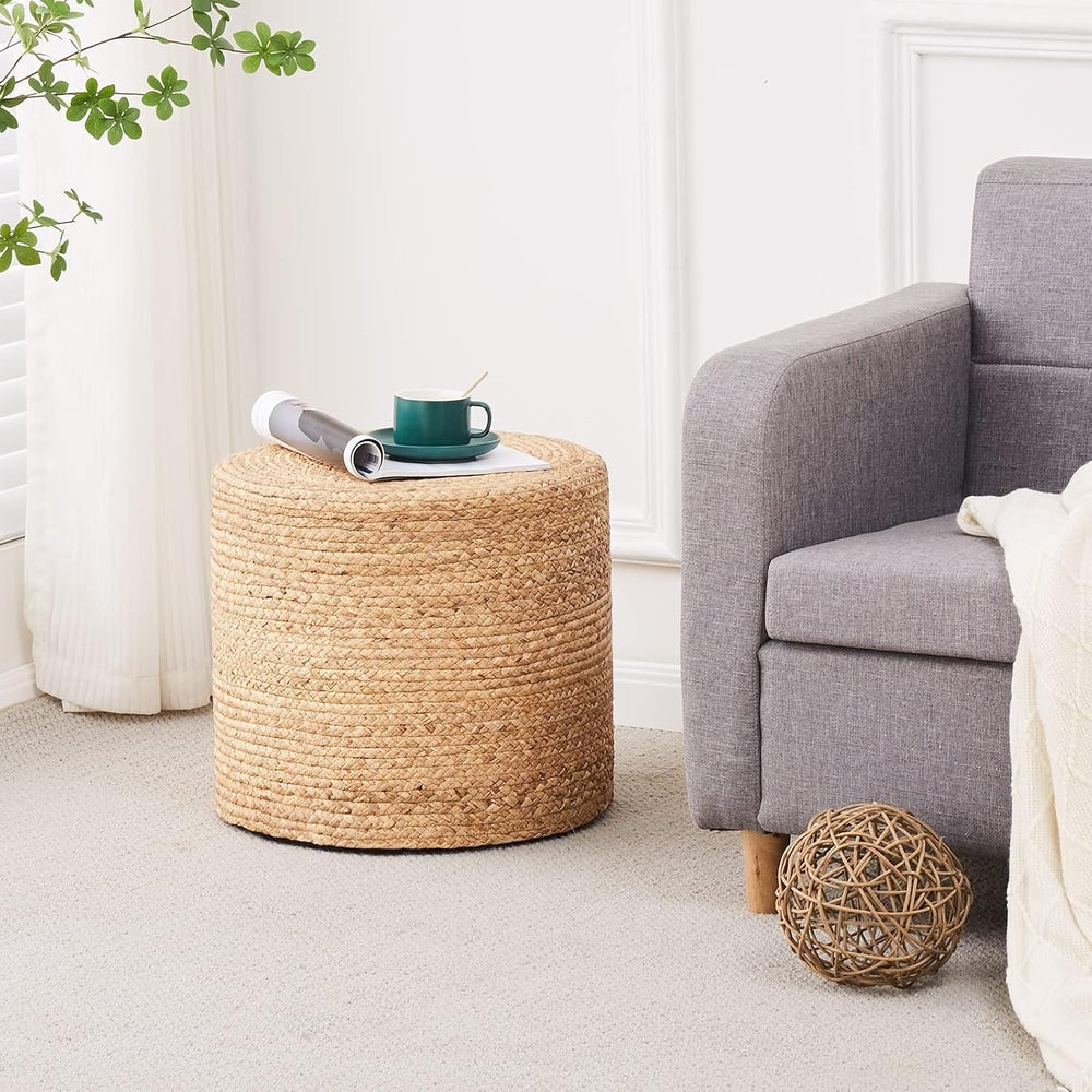Wimarsbon 2Pcs Pouf Ottomans, Natural Seagrass Foot Stool, Hand Weaving Round...