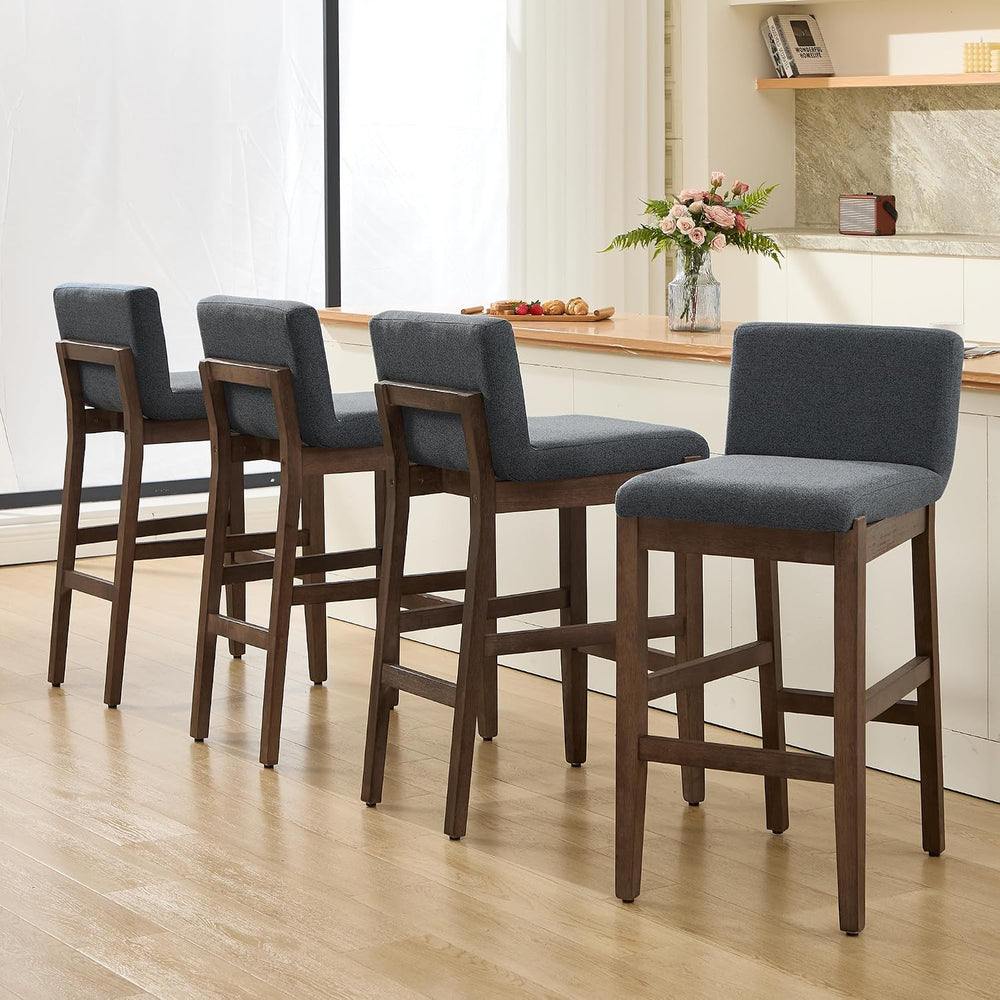 28.9 Inch Bar Stools Set of 4, Counter Height Bar Stools with Backs, Comforta...