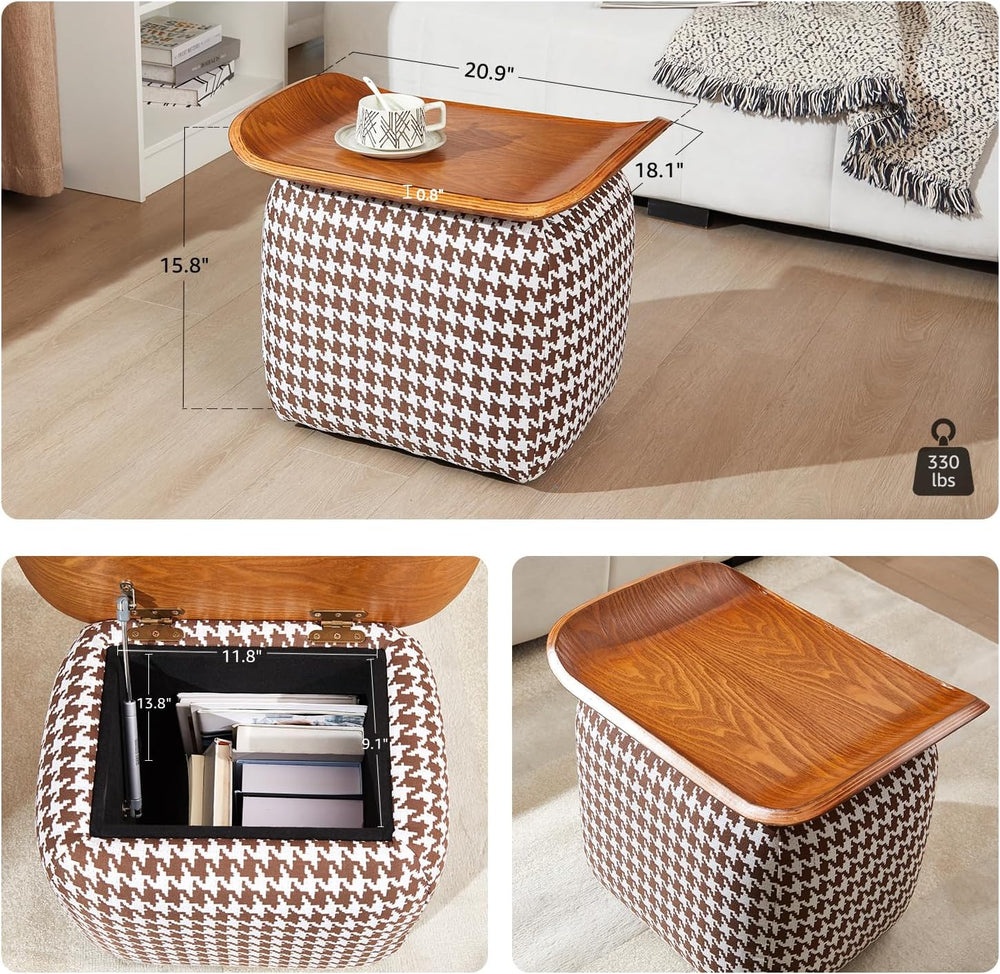 zyz 21 Inch Square Storage Ottoman Coffee Table, Modern Ottoman with Flip-Top...